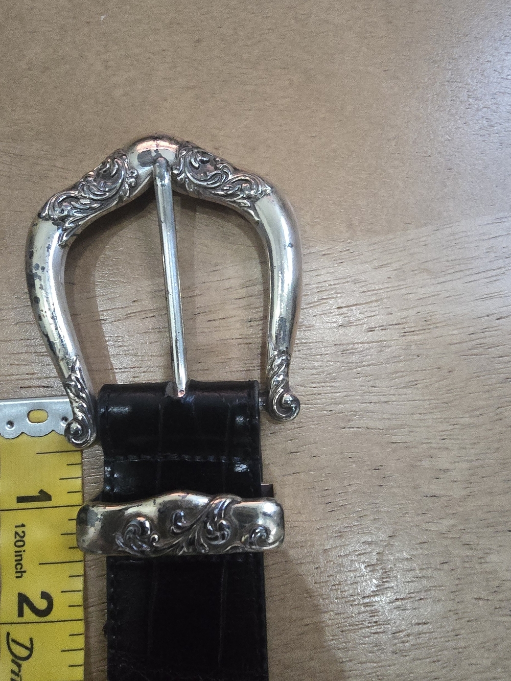 Brighton Black Croc Embossed Leather Western Belt 34 - Picture 7 of 11